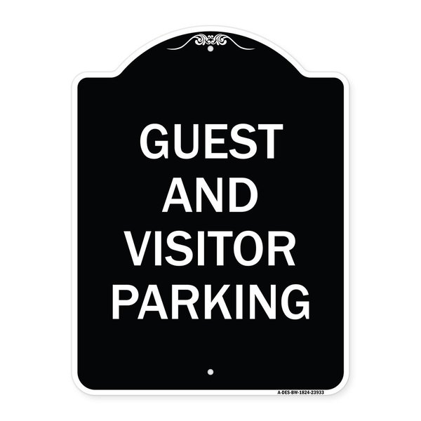 Signmission Guest and Visitor Parking Heavy-Gauge Aluminum Architectural Sign, 24" x 18", BW-1824-23933 A-DES-BW-1824-23933
